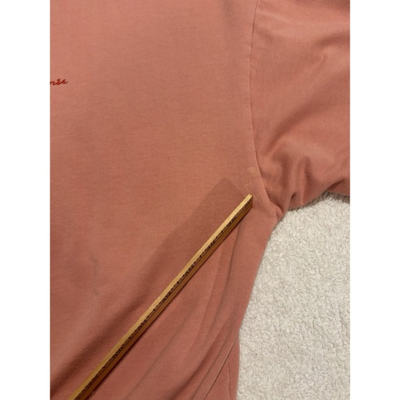 MAGNOLIA Salmon Pink Cotton Jersey Embroidered Long Sleeve Sweatshirt Women L - Picture 7 of 10